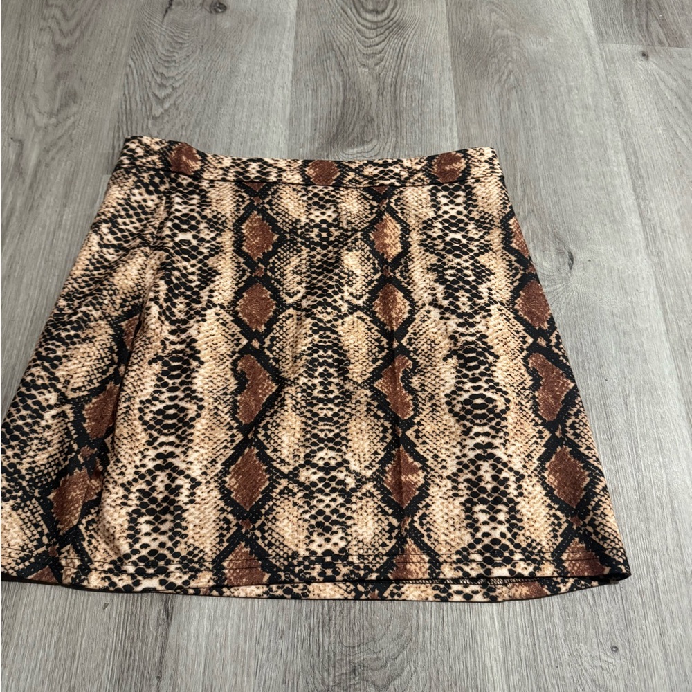 Snake Print A-Line Skirt